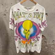 Vintage Tweety Bird AOP All Over Print What’s Your Problem? Tee XL
