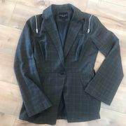 Walter Baker NY Plaid Blazer Zippers Sz S