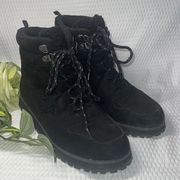 Old Navy Boots BlackJack Weather Booties Black Womens Faux Suede Combat Size 9