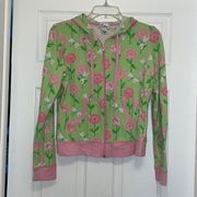 Lilly Pulitzer White Label Floral & Dragonfly print front zip hoodie