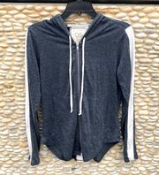 Chaser Charcoal Gray Striped Zip Up Hoodie. Soft. Lightweight. Small. NWT