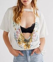 Untamed V-Neck Cutout Graphic Tee in White