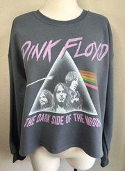 NWT Pink Floyd Dark Side Of The Moon Women's Gray Cropped Sweatshirt Size M