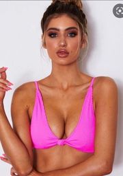 White Fox Neon Pink Bikini Top