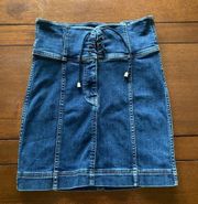 Free People Mini Denim Corset Skirt