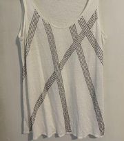 100%  Linen tank with green beaded design. Size XS.