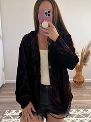 CP shades burgundy velvet Button down blouse