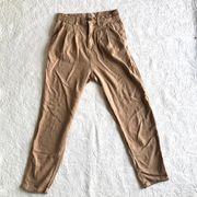 Faded Love Sandstorm Tan Linen Blend High-Rise Ankle Pants