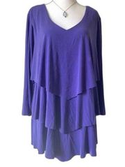 Susan Graver plus size XL layered purple long tunic shirt