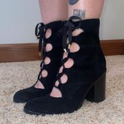 Open-Front Lace-Up Booties