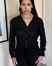 Lafayette 148 black button down cardigan sweater size M