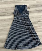 L.L. Bean S Blue White Polka Dot Sleeveless Midi Dress