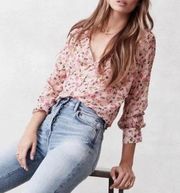 Cami NYC The Hope Floral Pink Silk Bodysuit in Geranium Size: XS