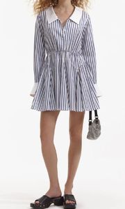 Blue Striped Cotton Mini Dress