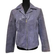 Steve Madden Leather Suede Jacket Purple Blue Snakeskin Pattern Size Medium