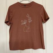 SheIn Soft Pink Flower Outline Tshirt - Size Small