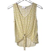 Everly Daisy Knot Tie Sleeveless Tank Top in Yellow/White