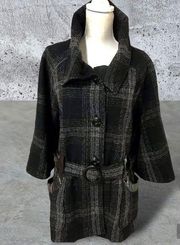 Guess Belted Tweed Wool Coat