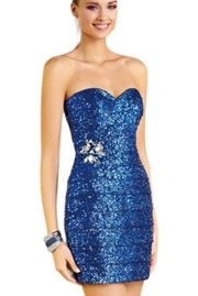 Anny Lee Womens Dress Size Large Blue Strapless Prom