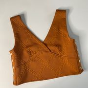 Maeve Medium Button Side V Neck Crop Top Rusty Orange