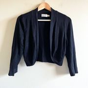 ELIZA J Open-front Cropped Cardigan In Black Womens Size M Top