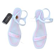 NWT NAUTICA LOGO ANKLE STRAP SLIP ON SANDAL WHITE PINK 8