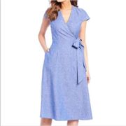 Alex Marie Sara Linen Blend Faux Wrap Dress - Size 16 - NWT