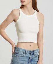 NWT Everlane The Pima Micro-Rib Short Tank in White