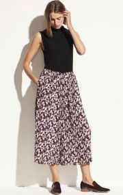 NEW Vince Micro Painted Floral Pleated Culotte, Size L New w/Tag Retail $365