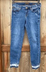 Dear John Joyrich Comfort Skinny Denim Jeans Frayed Hem 26