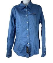 Van Heusen Women's Winchester Blue Long Sleeve Button Down Shirt Size Large