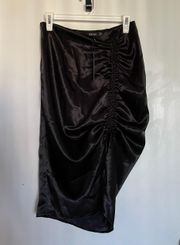 NWT  Satin Ruched Midi Skirt