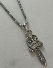 Chrome Hearts Style Dagger Nacklace in Silver finish