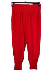 INC X-Large Joggers Pants Stretch Pockets High-Rise Ruched Cuffs Red New