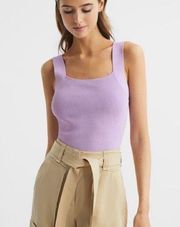 Reiss Tamara Square Neck Ribbed Tank Size XL Lilac Purple NWT