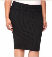 Torrid Hot Topic Blk Pinstripe Mini Short Pencil Skirt Goth Rockabilly T427