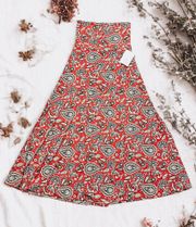 NWT  Red Paisley Maxi Boho Skirt Size XS