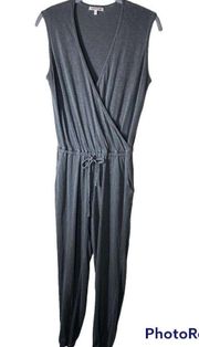 Faux Wrap Jumpsuit Gray Womens Size 0