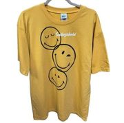 Jerry LEIGH Smiley World cotton blend traffic t-Shirt mustard yellow Sz XL