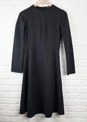 Uniqlo Wool Blend Long Sleeve Fit & Flare Dress Charcoal Gray Size S