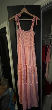 Pink Gingham Maxi Dress