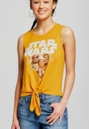 Star Wars Yellow Sleeveless Tie Front Top Size Medium