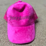 Juicy Couture Pink Vintage Y2K Style Velvet Cap Hat