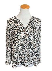 Womens Apt 9 Flowy Animal Print Cheetah Button Down Top - Sz L Petite LP