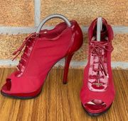 Christian Dior red patent leather mesh heels size 6