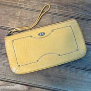 Cole Haan leather wristlet clutch wallet purse gold