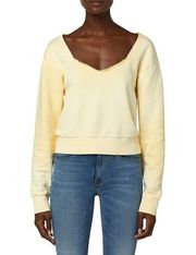 Hudson Jeans Women's Sweetheart Cotton Sweatshirt Sun Faded Straw MEDIUM