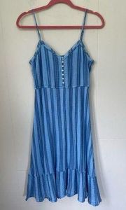 Aerie Blue Stripe Gauzy Sleeveless Spaghetti Strap Summer Dress ~ Size M