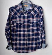 Jachs Girlfriend Bea Flannel Button Down Shirt Plaid Medium