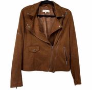 John + Jenn Brown Vegan Suede Moto Jacket